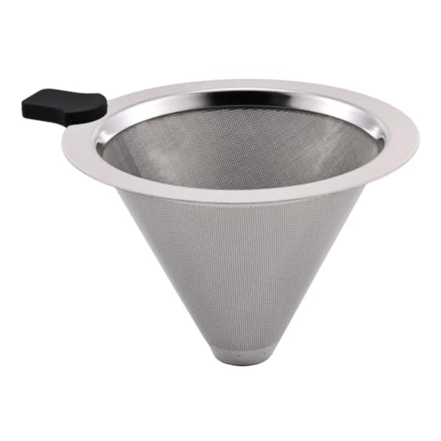 Small Size Pour Over Coffee Filter Dripper, Stainless Steel Metal Cone Drip Coffee Filter, Paperless and Permanently Reusable,