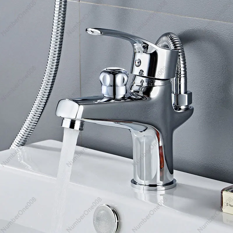 Bathroom Basin Faucet Set Deck Mounted Sink Mixer with Shower Head Toilet Water Wash Basin Tap Cold Hot Water Mixing Valve Tap