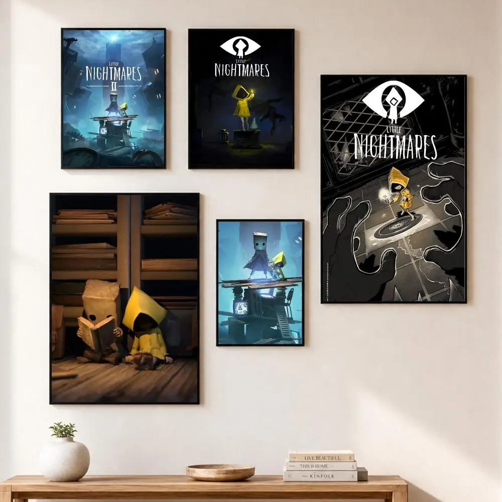 L-Little Nightmares Game Poster Self-adhesive Wall Mural Art Waterproof Sticker For Bar Room Decor High Quality Print Gift