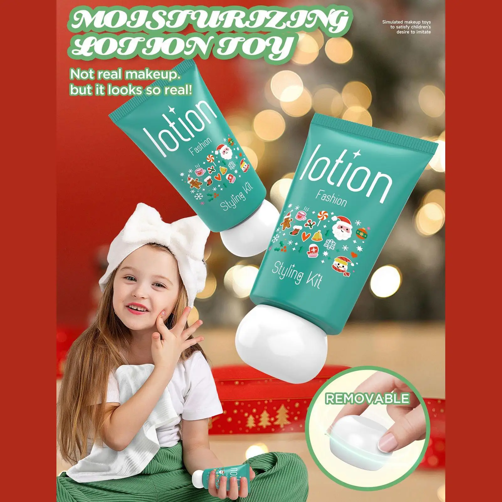 ชุดเครื่องสำอางของเล่นสำหรับเด็กเล็ก ชุดแต่งหน้าปลอมสำหรับเด็กผู้หญิงในวันคริสต์มาส ชุดเครื่องสำอางเล่นสมจริงสำหรับเด็กเล็ก เหมาะสำหรับวันเกิด วันคริสต์มาส และเด็กก่อนวัยเรียน