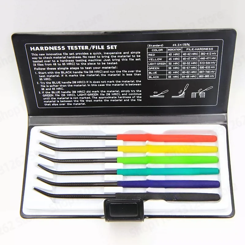 6PCS Hardness Tester File Set HRC40-65, Metal Hardness Testing Files for Workshop, Industrial Hardness Determination Tool