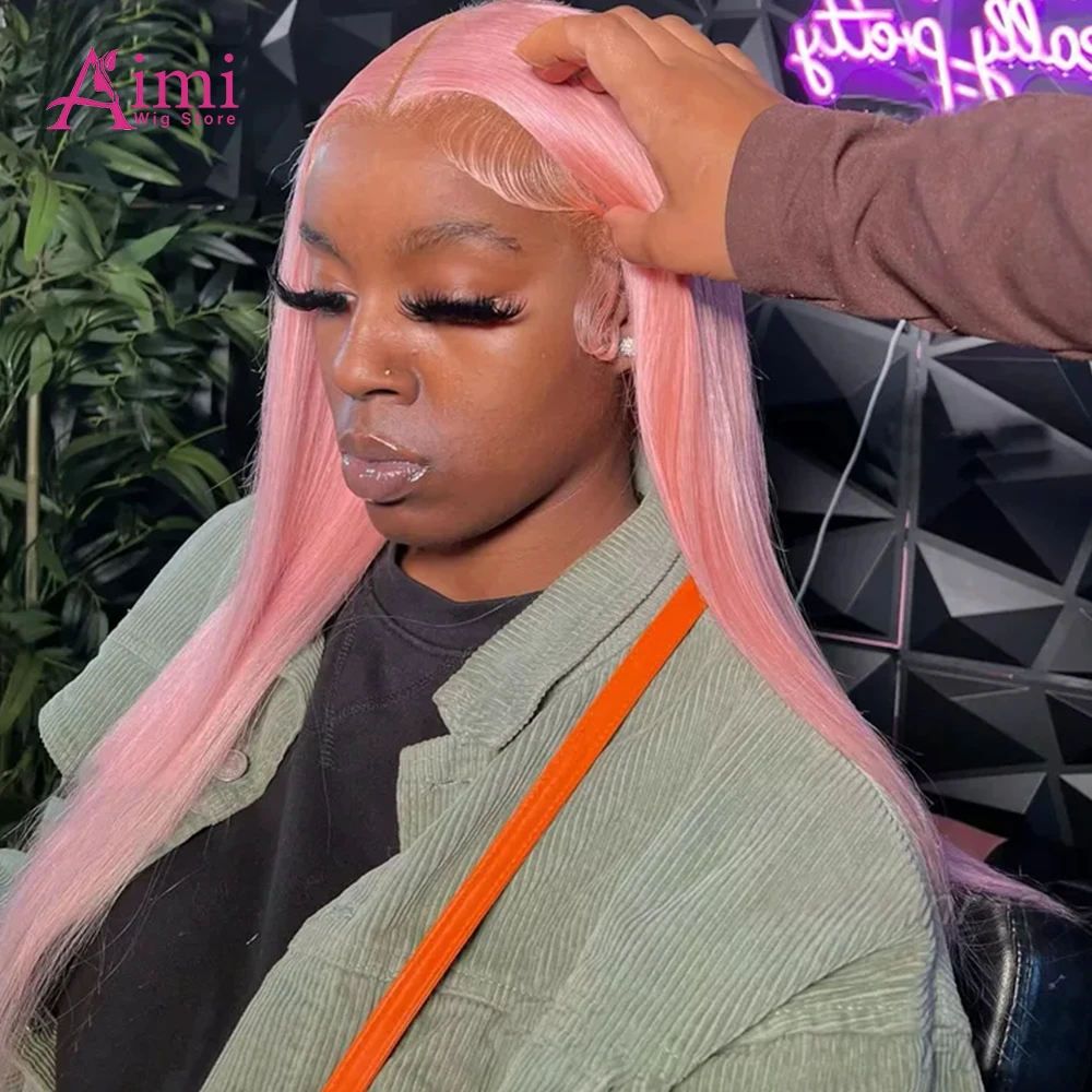 30 40 Inch Pink Bone Straight Human Hair Wig 200 Density 13x4 Hd Lace Frontal Wigs Brazilian Human Hair Colored Wigs For Women