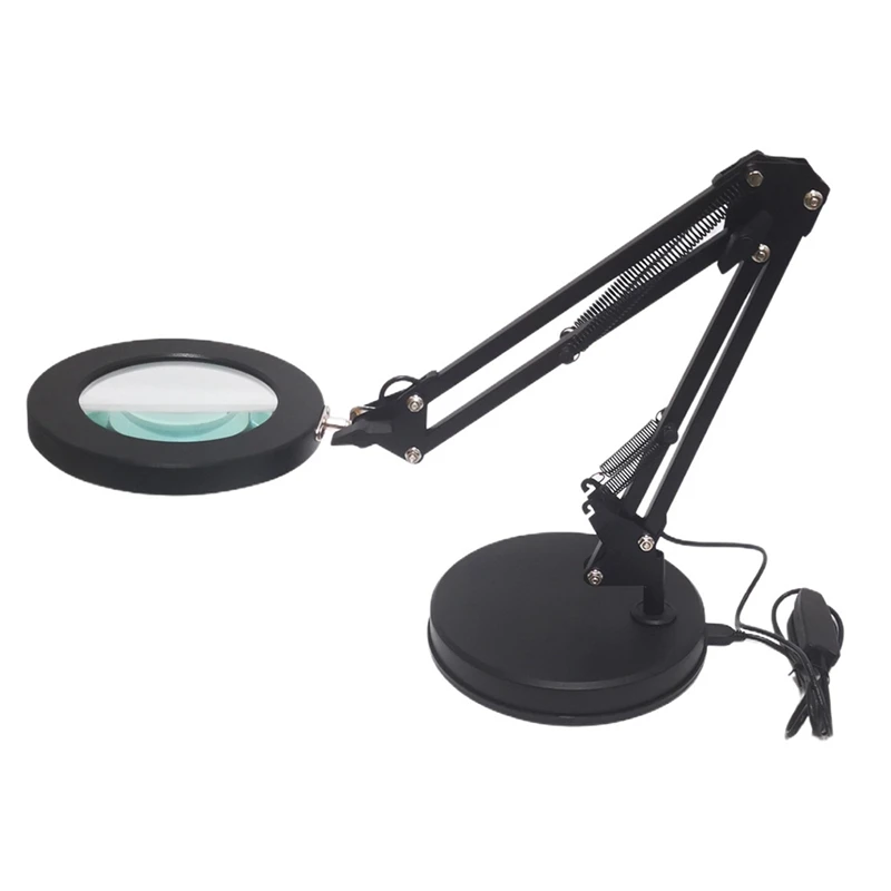 Foldable Desktop Magnifying Glass With LED Lights USB Magnifier With Base For Reading Repair Welding Desk Lamp