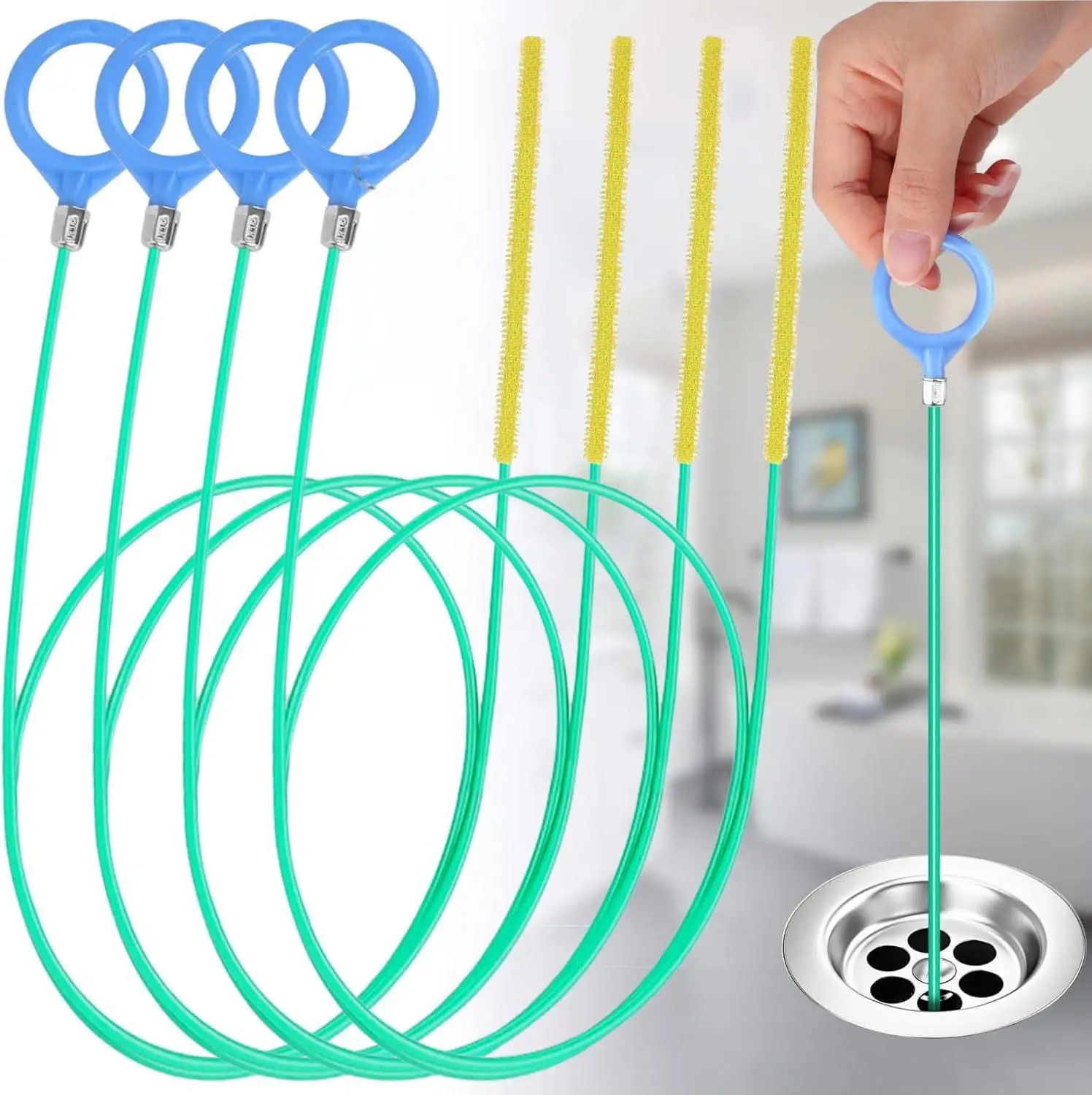 

Pipe Snake Cleaner, Drain Snake for Sink, Hair Clog Remover, Bathroom Tub Shower Drain Cleaning Tools, Flexible Drainage Cleaner