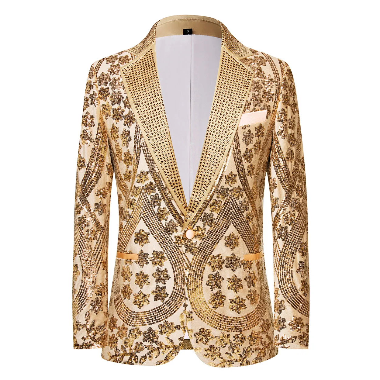 Men's Luxury Sequin Suit Jacket Single Button Red Gold Silver Fashion Wedding Party Blazer for Singer Trendy Crystal Tuxedo Coat