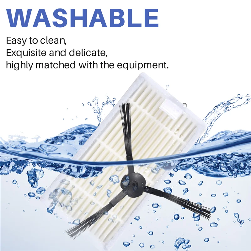 

FAAJ-Vacuum Cleaner Accessories Kit For Panda X500,Gutrend Joy90/Fun 110, Ecovacs Cr120/Cen540 Hepa Filter X 5Pcs + Side Brush X