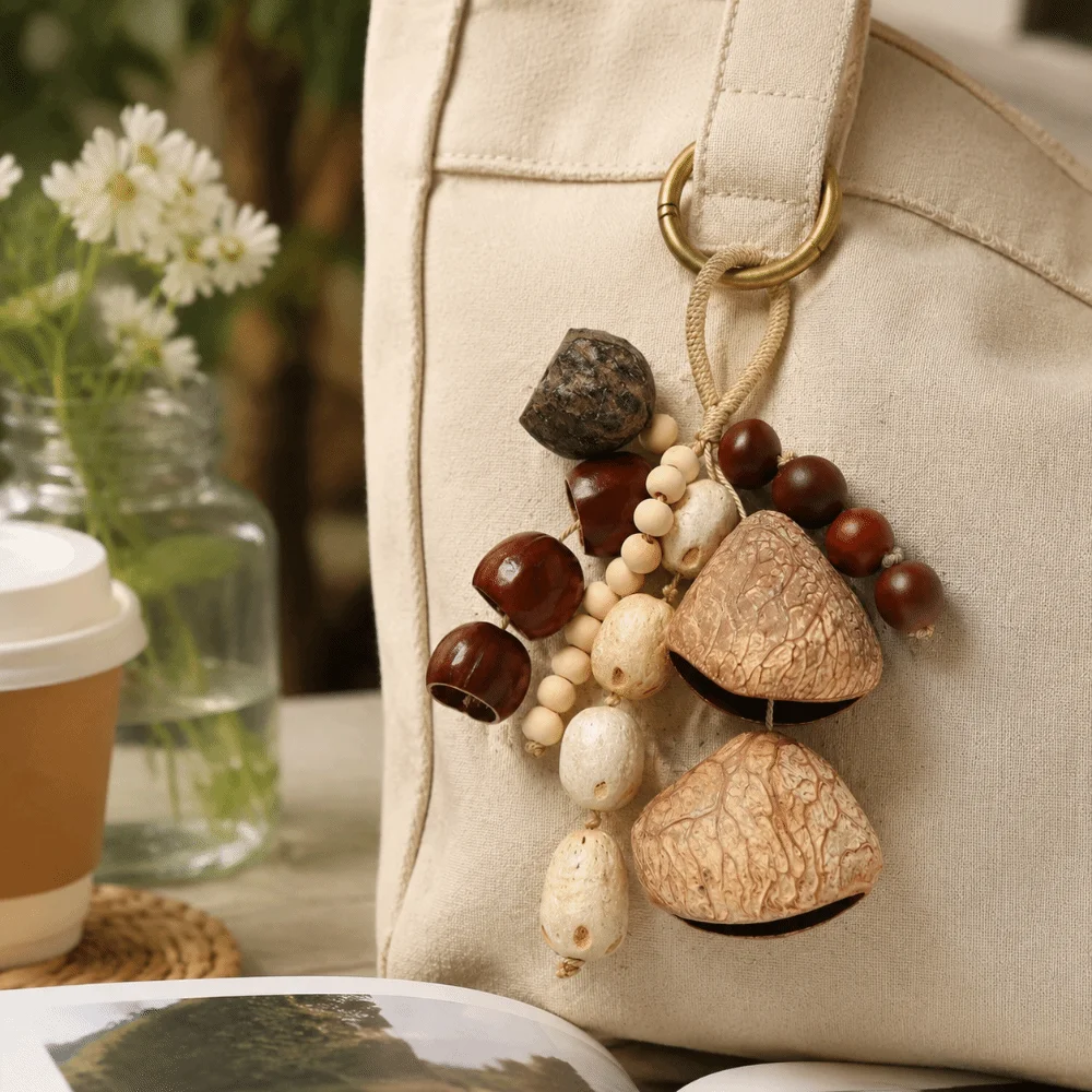 Forest Style Bell Bag Charm Soothing Sound Portable Decor Handmade Wind Chime Pendant Bohemian Style Handmade Woven Wind Chime