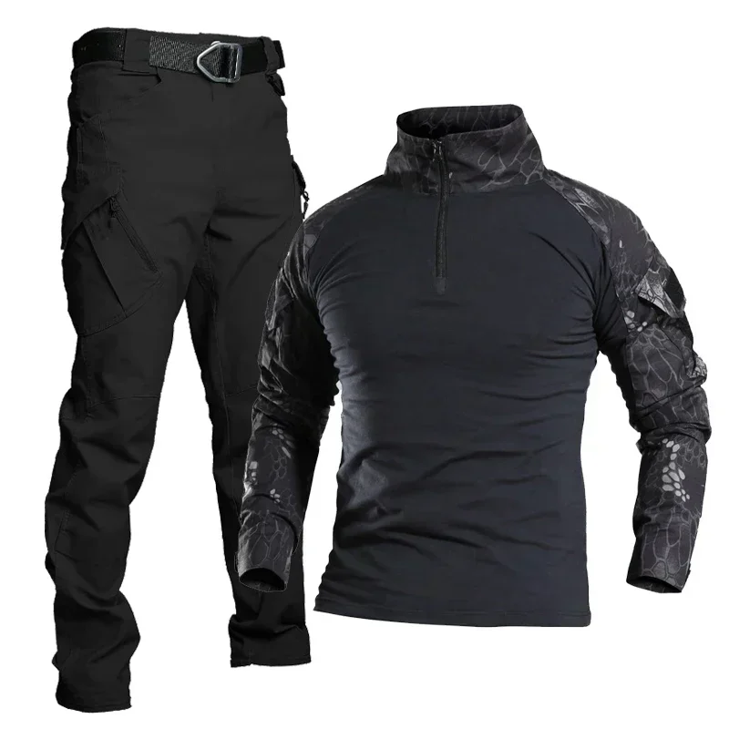 Summer Hunting Uniform Set Men Tactical Shirt Long Sleeve Hunting Pants Hunting Camping Tactical Suit Camouflage Man