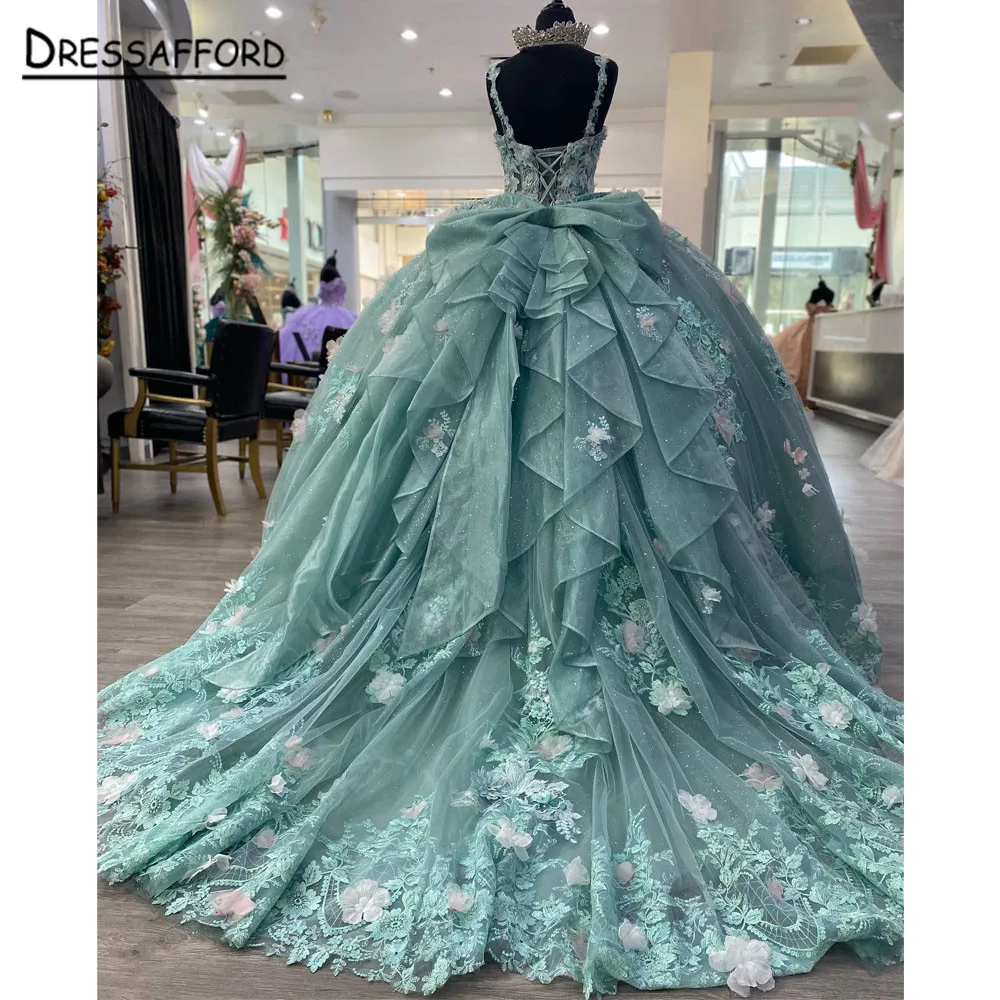 Princess Ball Gown Quinceanera Dresses 2023 With Bow Beaded Appliques Sequins Sweet 16 Dress Vestidos De 15 años