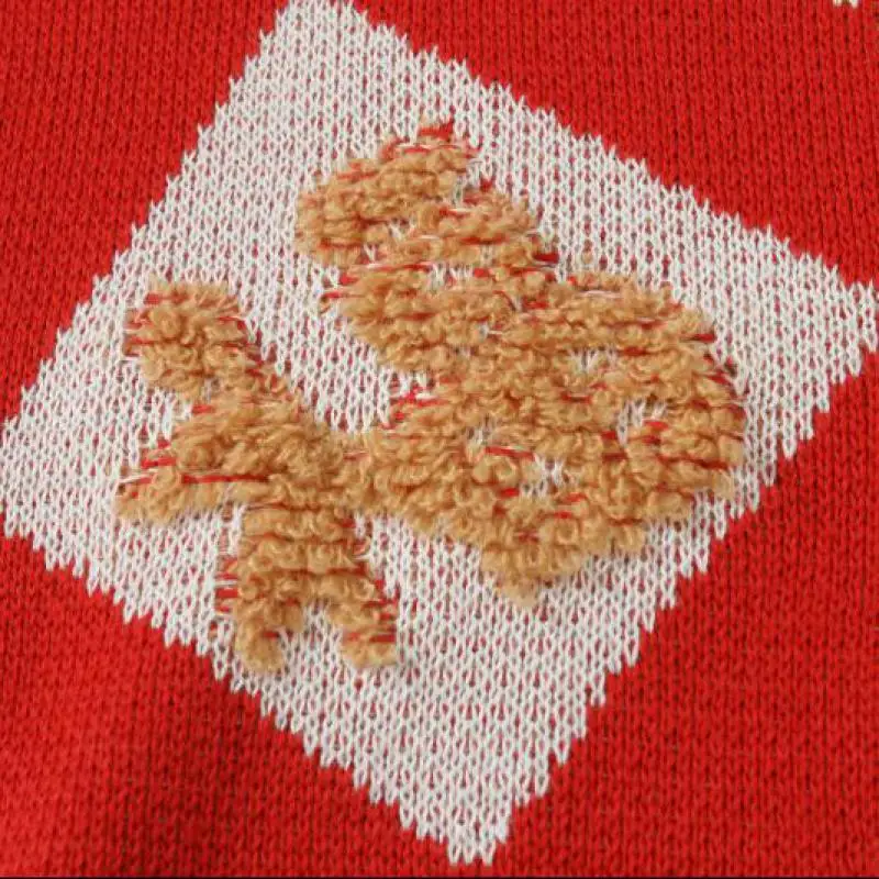 M-XXXL Sweater rajut lengan panjang uniseks, Sweater Tahun Baru China, Jumper Natal rajut kasual leher bulat, Sweater natal ukuran Plus untuk pria dan wanita