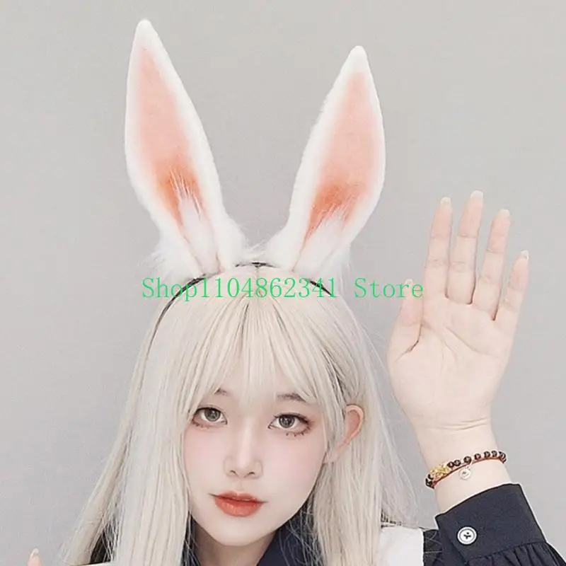 

5asd Teens Cartoon Party Bunny Ear Headband Plush Carnivals Cosplay Hair Hoop