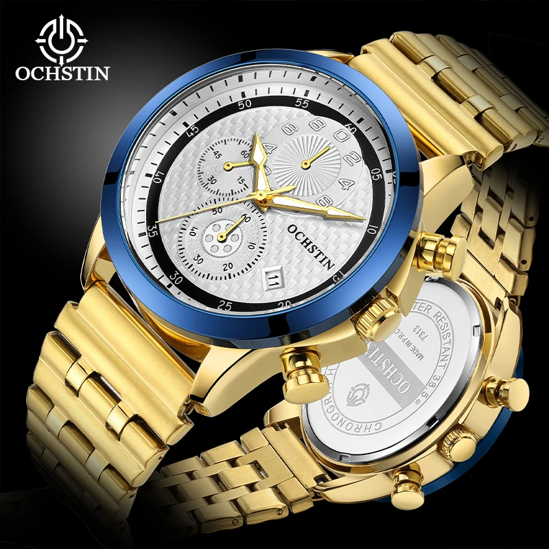 OCHSTIN Men's Navigator Series Watches Man Quartz Movement Stainless Steel Strap Watch Man Luxury Classic Wristwatch For Male