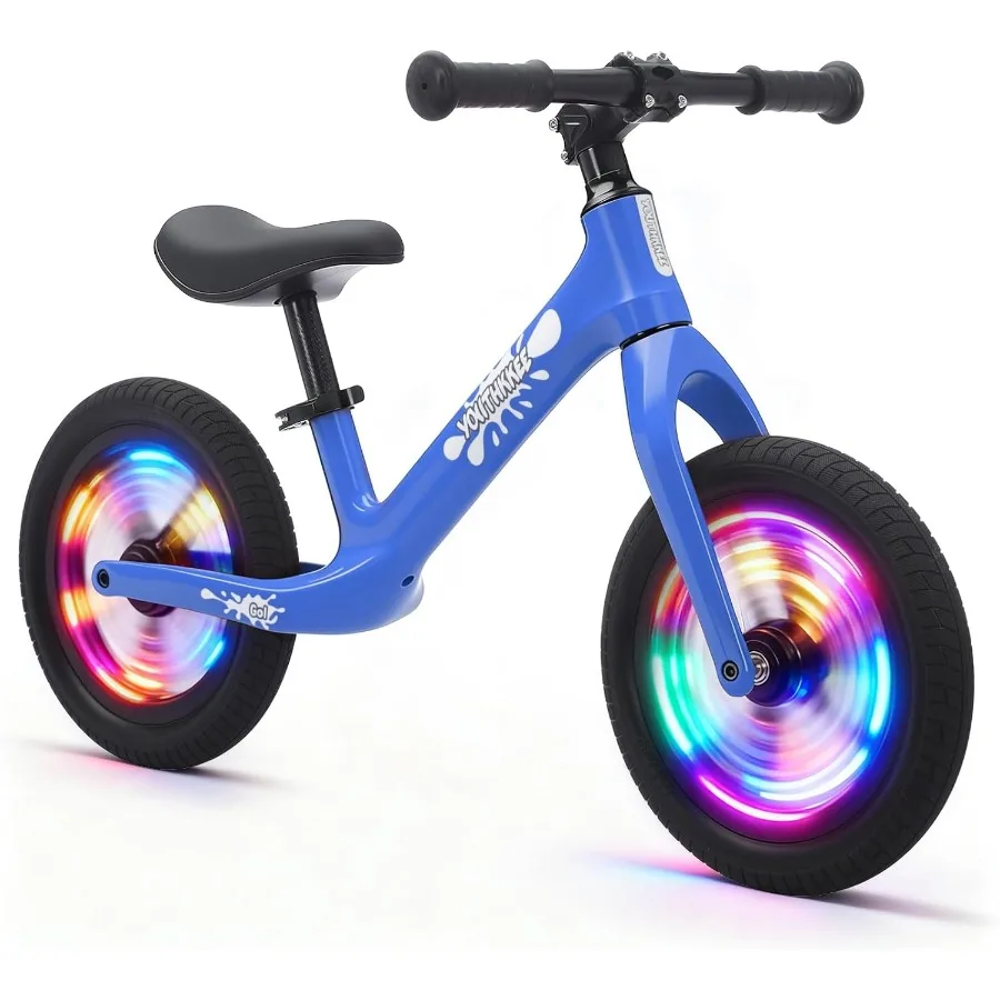 طفل التوازن الدراجة 2 سنة الإضاءة الملونة 12 بوصة لا دواسة لعبة الدراجة أداة خالية تعديل التجميع السريع هدية ل 2-5 Bo