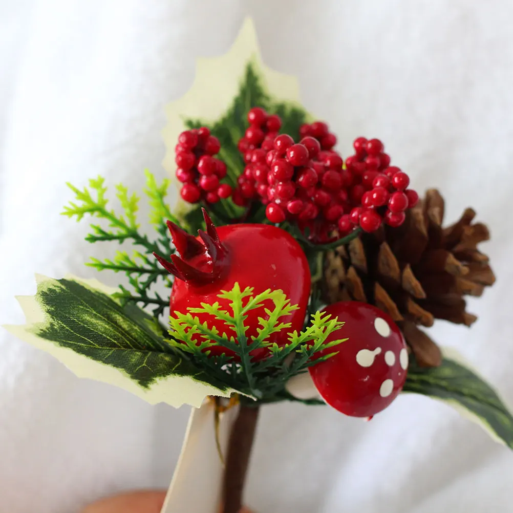 

10 Pcs Artificial Christmas Pine Picks Gold Berry Stems for Tree Greenery Fake Plant Holly Leaves Decor Christmas nament