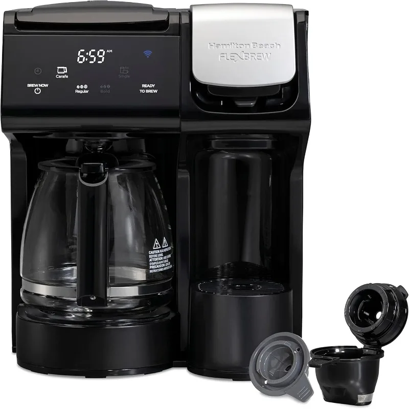 Hamilton Beach 49911 FlexBrew Trio 2-Way Coffee Maker, Single Serve & Full 12c Carafe, Black, FastBrew, Removable Reservoir