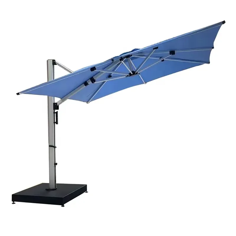 4.5M Modern Design Square Patio Solar Umbrella for Outdoor Hotel Garden Beach Park & Courtyard LED Sunshades Parasol