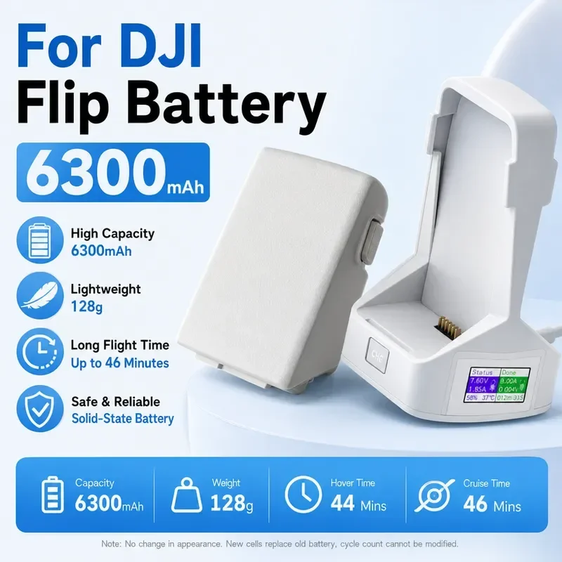 [NEW]  5350mAh/6300mAh/6500mAh for DJI Flip Battery Refitting Battery Top Life DIY Parts with Parallel Charging Hub