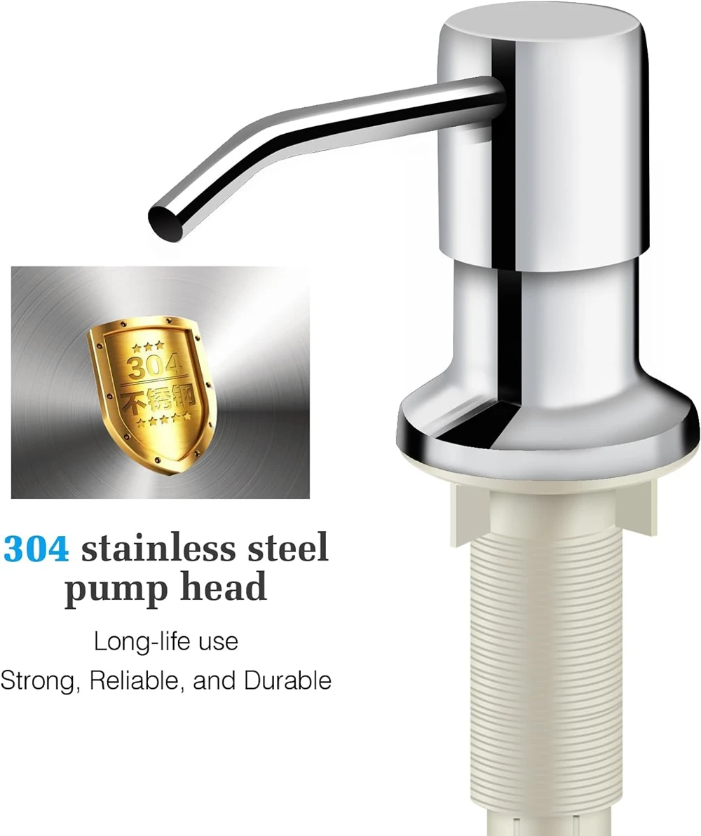 Useful Kitchen Sink Liquid Soap Dispenser With Soft Tube Stainless Steel Pump Household Manual Tools