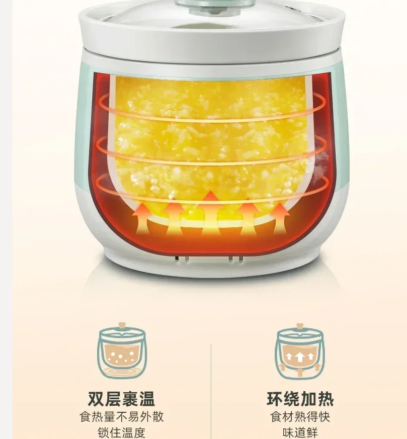 Bear Brand Mini Ceramic Stew Pot 220V Fully Automatic Electric Casserole for Soup Porridge Baby Food - Household Kitchen Applian