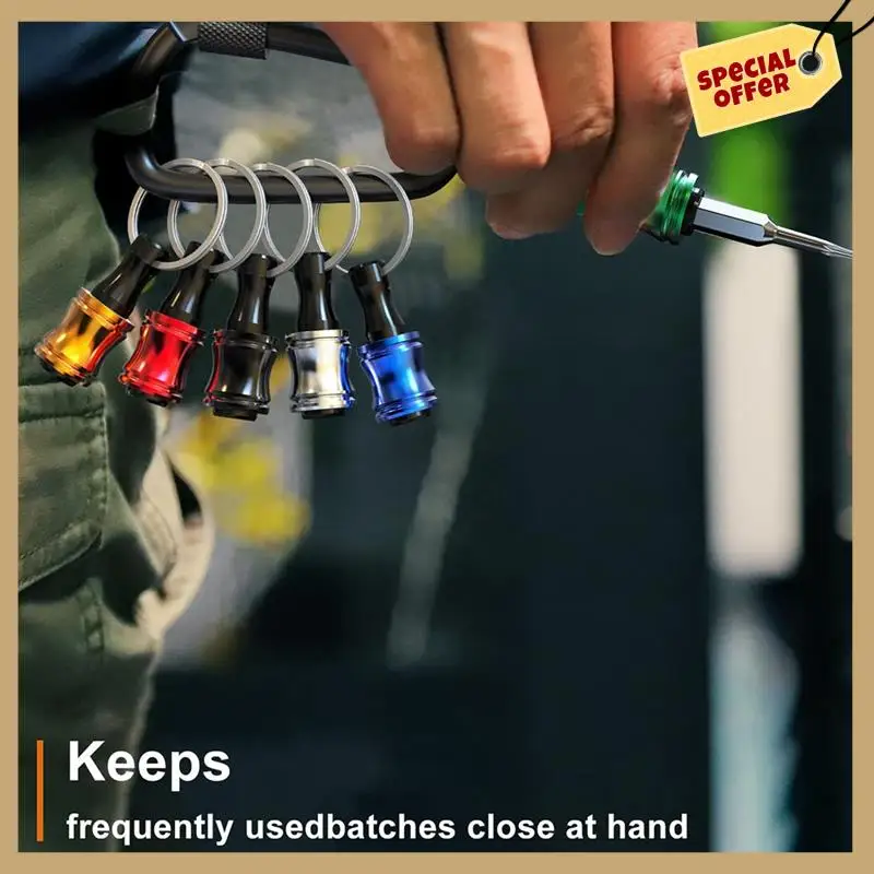 

Classy-24Piece Bit Holder Keychain 14 Pcs And 6Pcs 1/4 Inch Hexagon Screwdriver Bits Retainer W/Black Carabiner Portable Metal