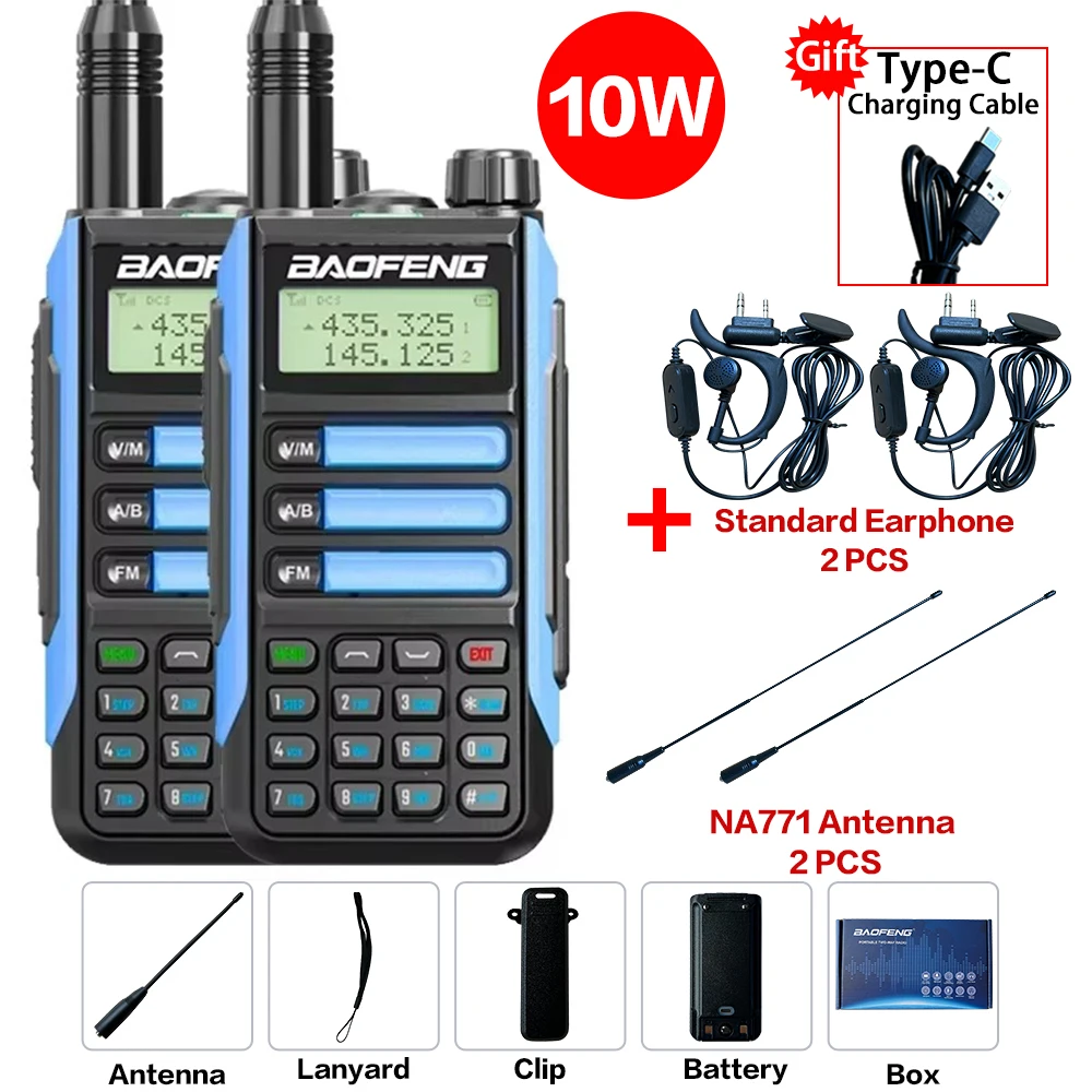 

2 шт. Baofeng UV16 Max V2 IP68 Водонепроницаемая рация высокой мощности Ham CB Радио Обновление двусторонней радиосвязи UV9R UV5R Pro Диапазон 50 км