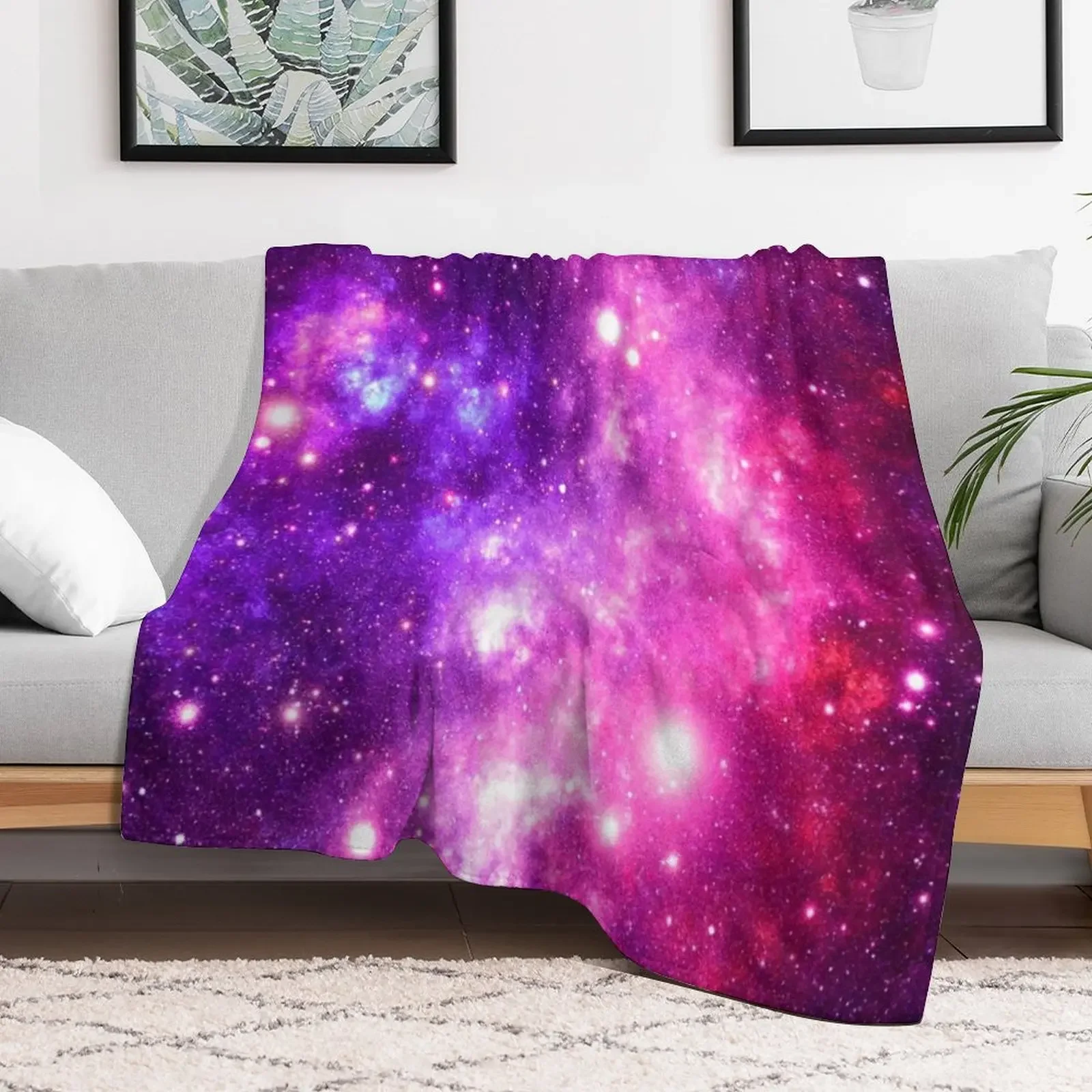 Pink Purple Galaxy Nebula Throw Blanket Flannels Soft Big heavy to sleep Plaid Blankets