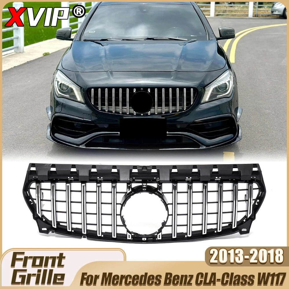 

XVIP хромированная серебристая гоночная решетка в стиле GTR, верхняя решетка для Mercedes Benz CLA-Class W117 2013-2018 CLA180 CLA200 CLA250 CLA45 AMG