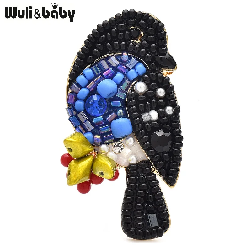 

Wuli&baby Handmade Crystal Bird Brooches For Women Top Quality 2-color Beautiful Charm Birds Animal Office Brooch Pins Gifts