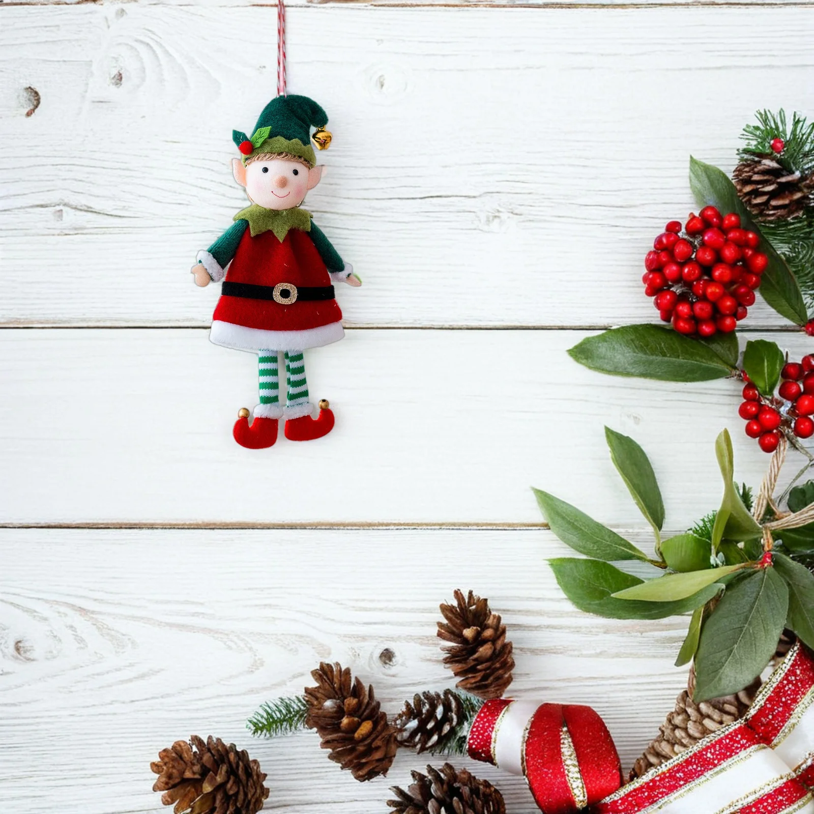 

2 Pcs Christmas Elf Ornament Decorations Fairy Hanging Household Couple Figure Child