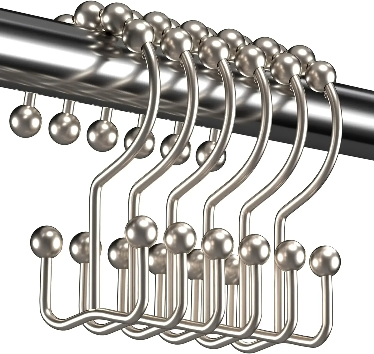 

6 stainless steel shower curtain for easy rolling and safe hanging - suitable for bathroom shower curtain rods