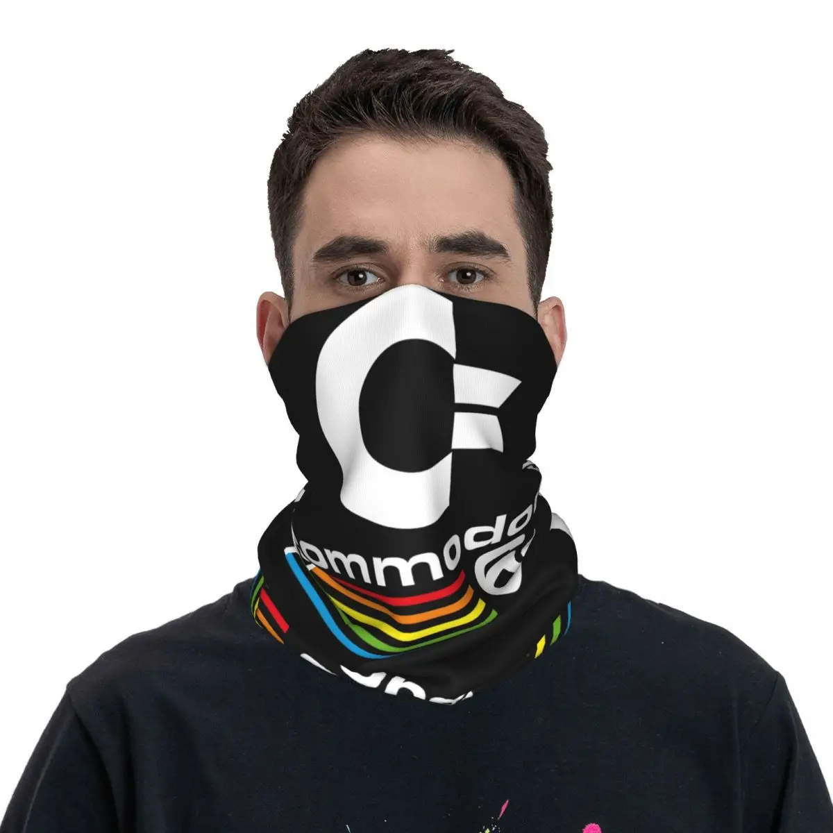 Commodore-Unisex Máscara Facial Cachecol, 64 Logotipo Impresso, Headband Quente, Caminhadas, Windproof, Gaiter Pescoço