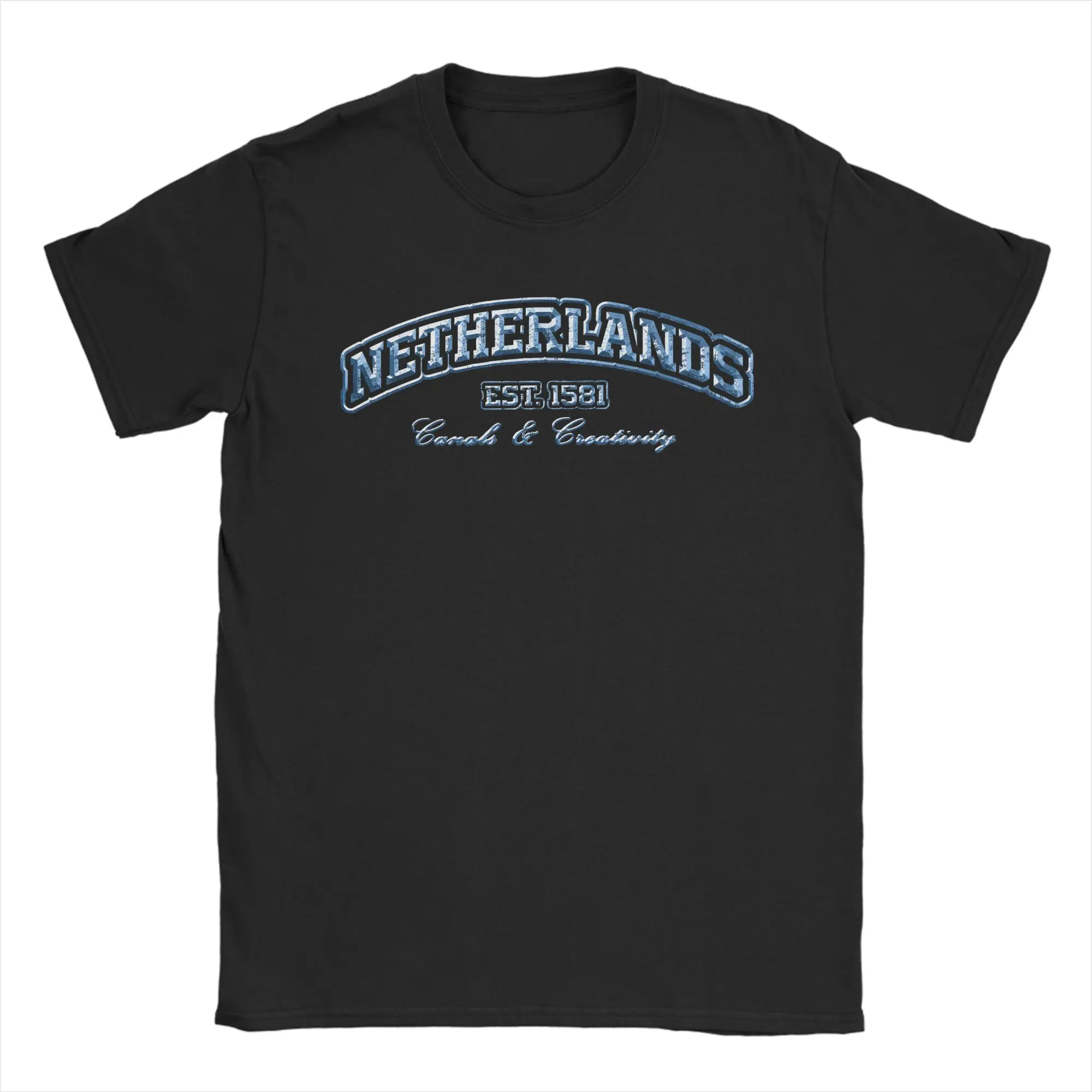 Retro Netherlands Est 1581 Art T-Shirt Beach  Pure Cotton T Shirts For Men Casual Tee Shirt Short-Sleeve Vintage Clothing