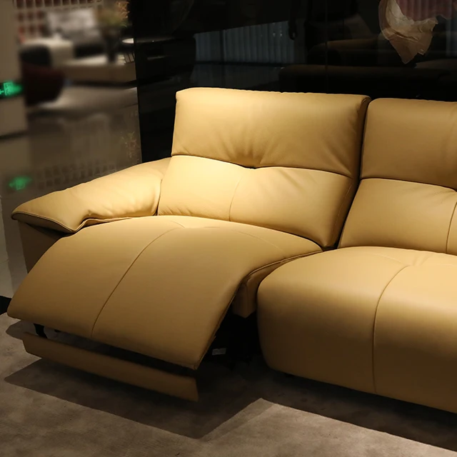 ห้องนั่งเล่นที่ทันสมัยไฟฟ้าสมาร์ทหนังขี้เกียจโซฟาสีที่กําหนดเองมัลติฟังก์ชั่เตียงโซฟาเปิดประทุน