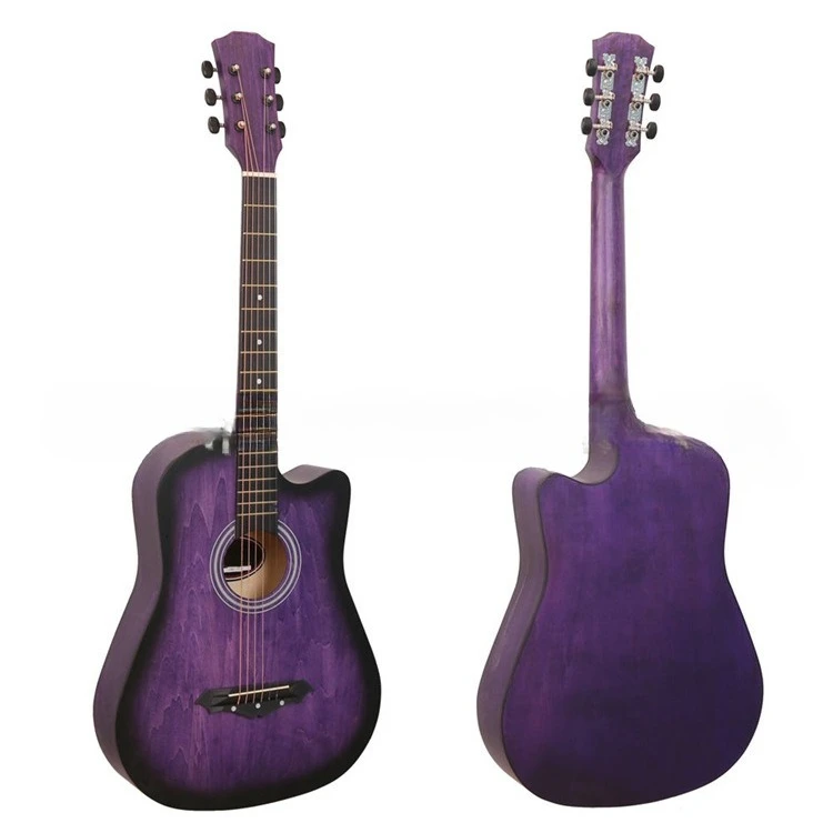 Factory Direct Sales Folk Original Sound Guitar, Polished 38 Inch Missing Corner Beginner Linden Travel Guitar Cross-border