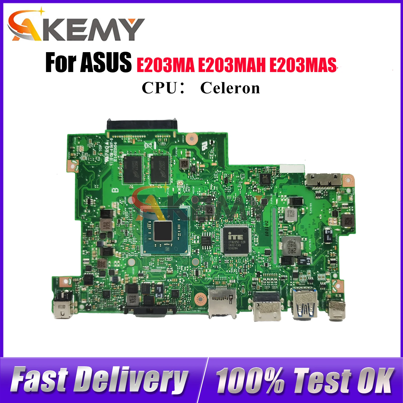 

E203MA Материнская плата для ноутбука ASUS EeeBook E203MA E203MAS E203MAH L203MAH E203M L203MA Материнская плата с процессором Celeron 100% тестирование ОК