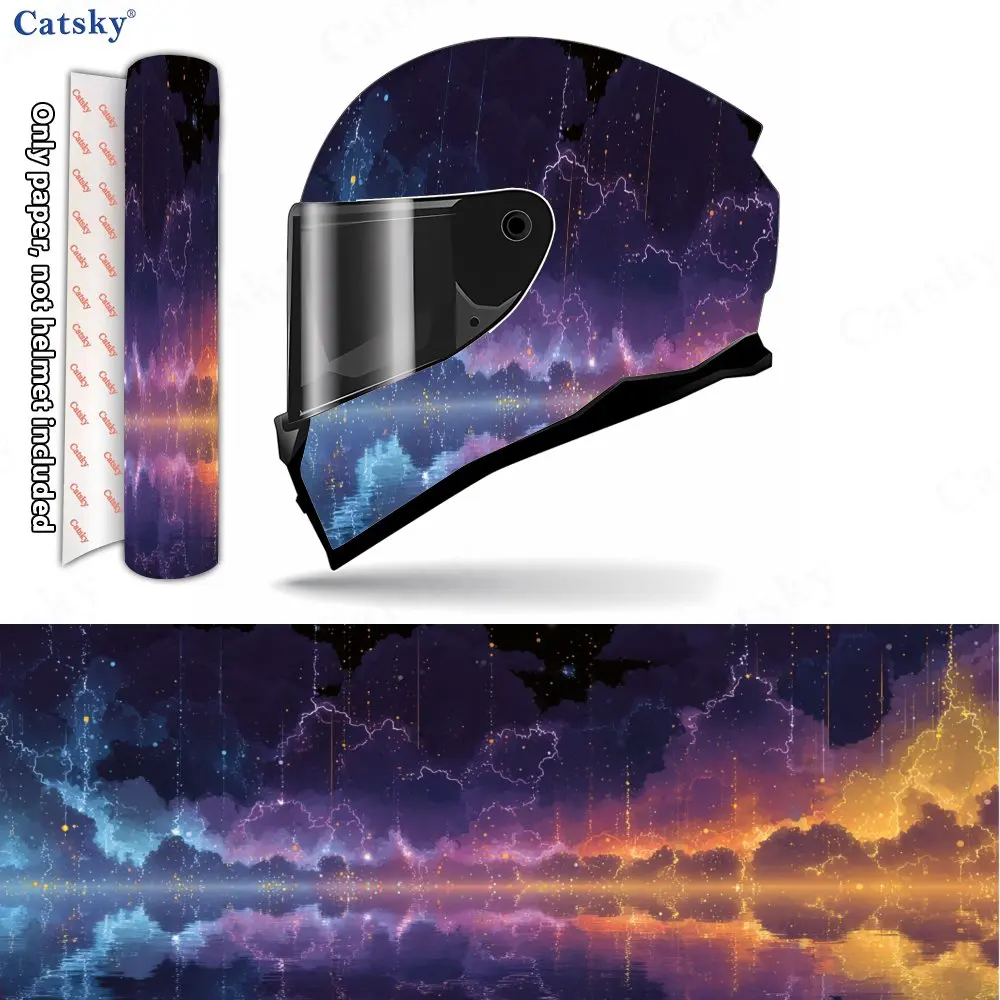 

Cosmic Cloud Nebula Helmet Vinyl Wraps, Waterproof Scratch-Resistant Full Face Helmet Decals, Durable PVC Artistic Design, Insta