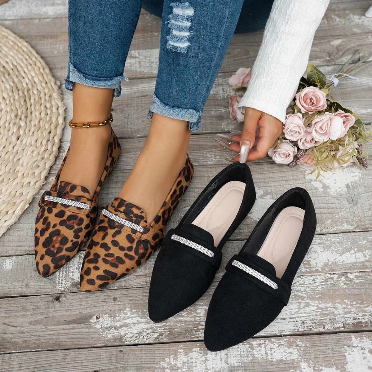 

Women Flats Shoes Pointed Toe Solid Color Sneakers Women Autumn Spring Lightweight Casual Comfortable Loafers Zapatos De Mujer