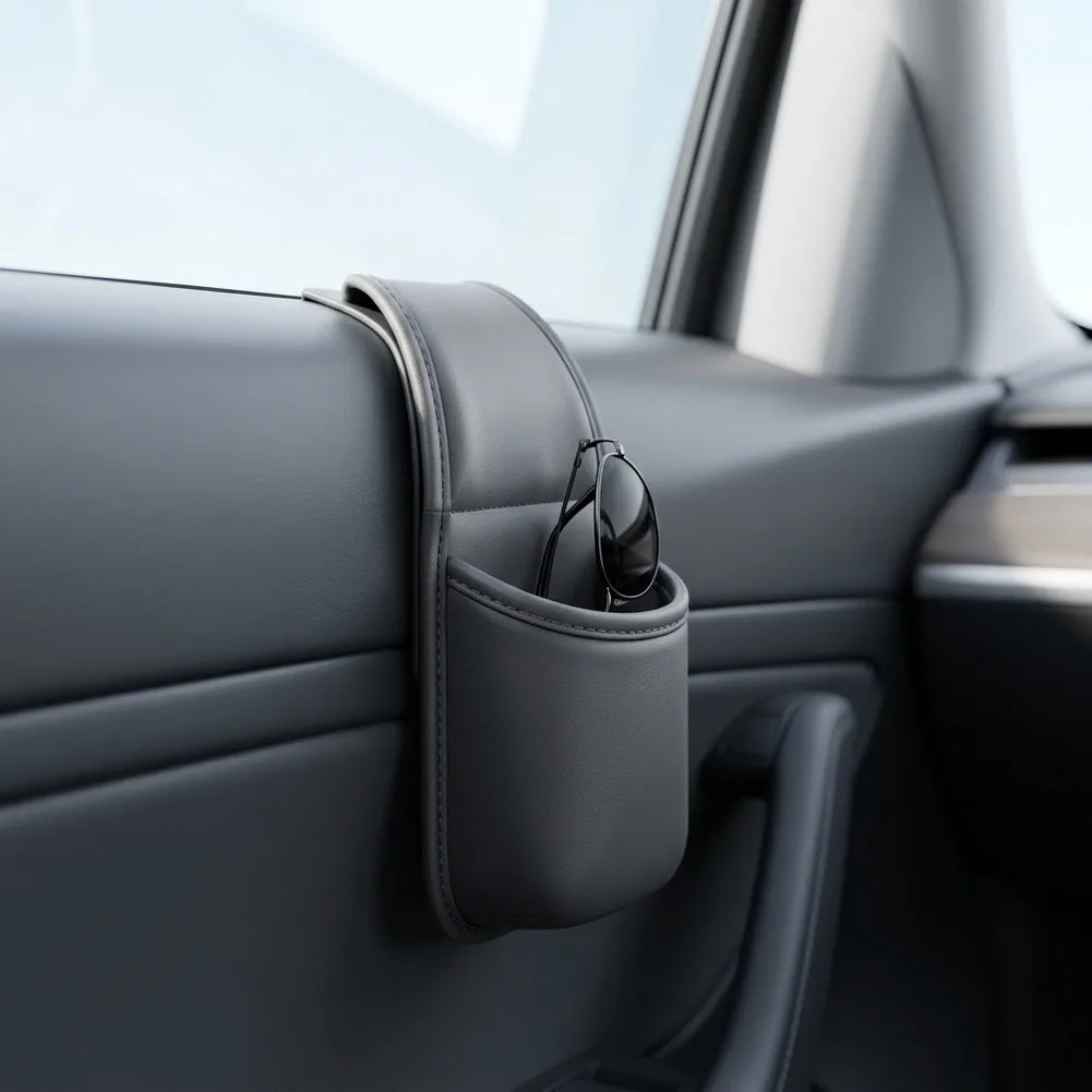 2-5pcs Car Door Organizer Hanging Cup Holder PU Leather Gadget Pocket Bag Clip-On Organizer Hanging Paste Bag
