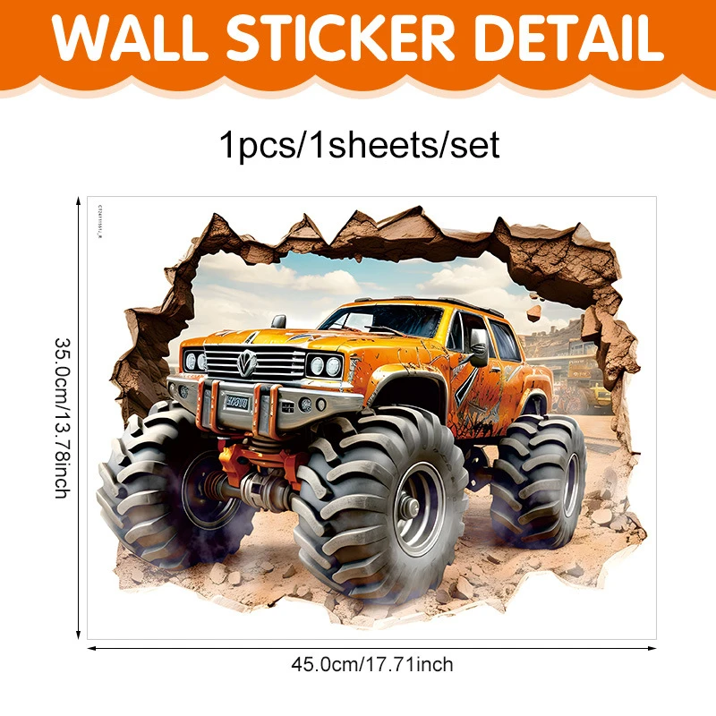 الكرتون على الطرق الوعرة مركبة ثلاثية الأبعاد الجدار ملصق S للأطفال غرفة نوم المنزل البلاستيكية ديكور الكرتون فيلم جدارية ملصقات فنية