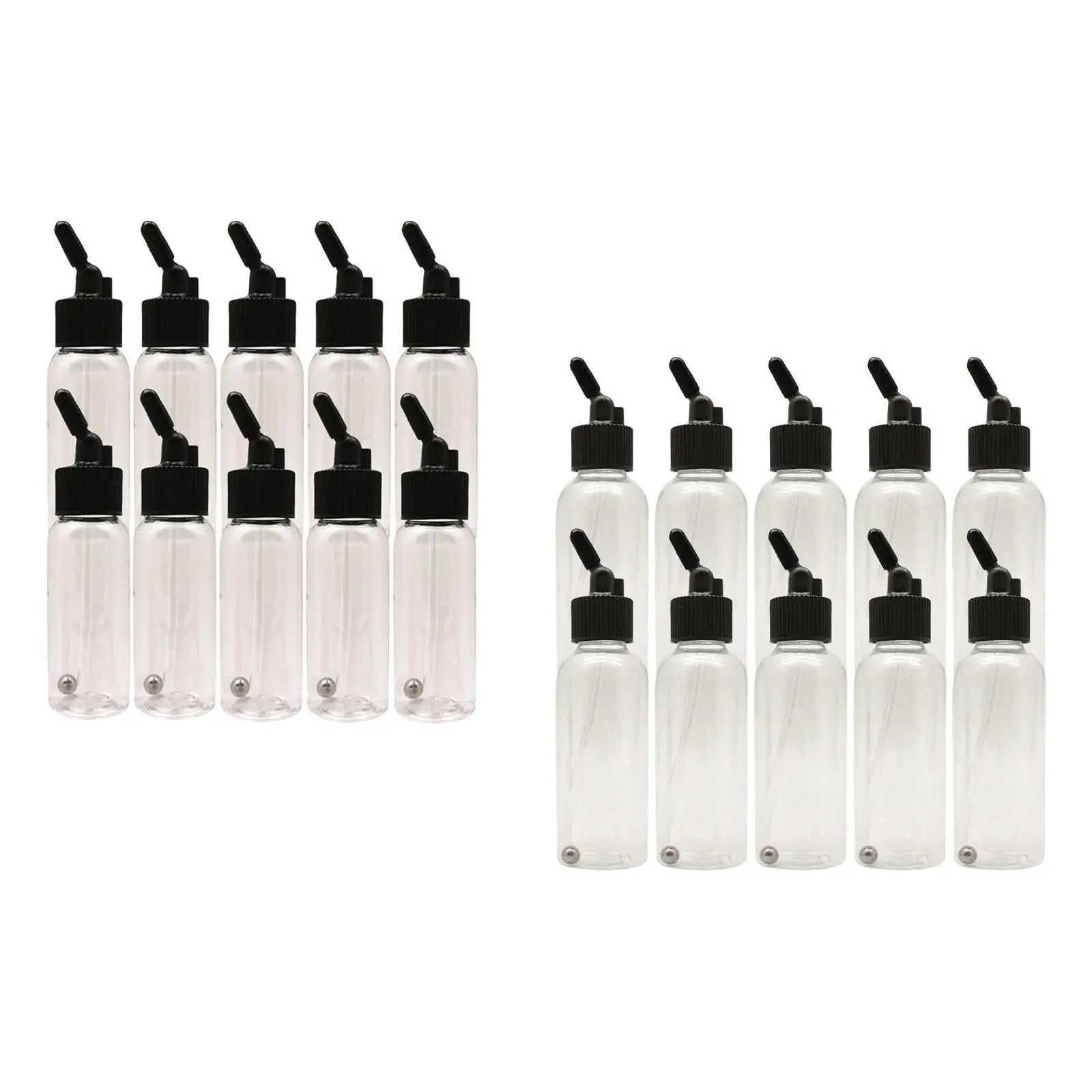 

10x Airbrush Replacement Bottles with Mixing Balls for Artists Accessory Transparent Container PP Jar Bottles
