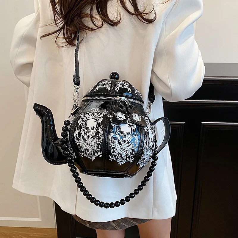 2025 겨울 신상 티포트 가방, 독특한 티포트 크로스바디 백, 여성 코스프레용 독특하고 귀여운 숄더 핸드백