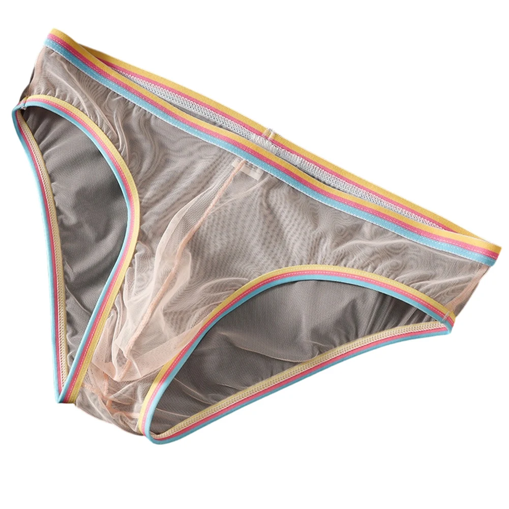

Summer Casual Men Mesh Briefs Shorts Low Rise See Through Bulge Pouch Breathable Underwear Underpants For Man