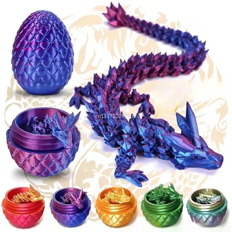 30cm 3D Printed Gem Dragon Crystal Fidget Toy Rotatable Articulated Dragon Egg Ideal Gift for Kids with  Perfect for Birthdays