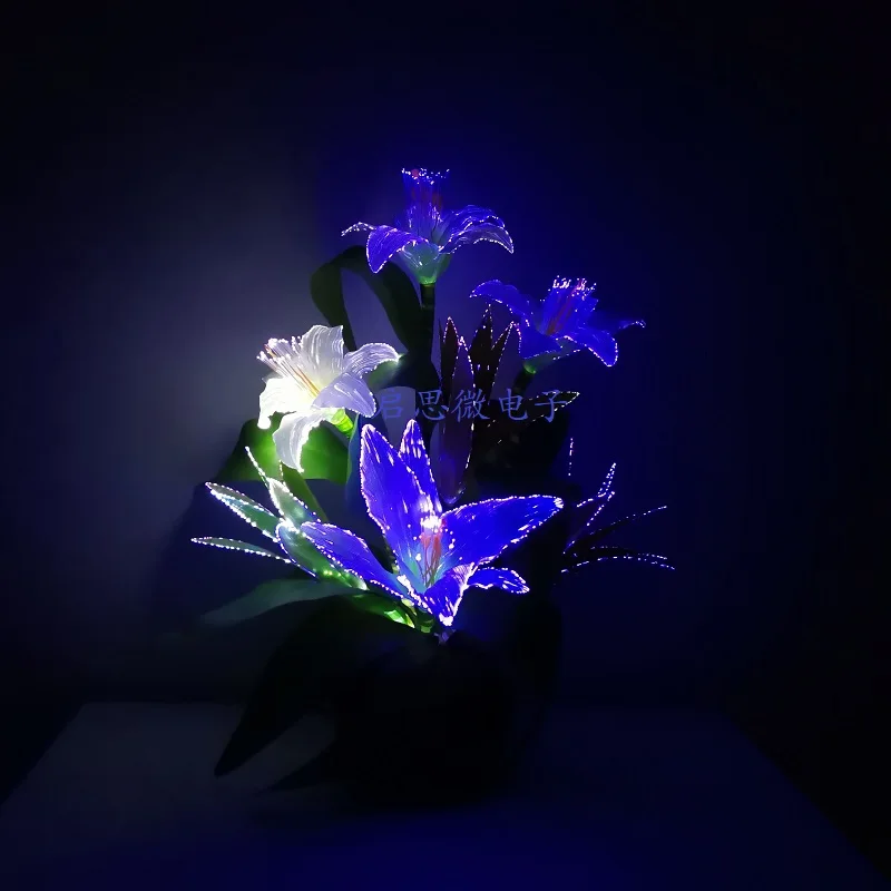 Multicolored Change Artificial Flowers Lamp Lily Table Light Indoor Home Office Shop Hotel Bar Decor Lampara De Noche Dormitorio