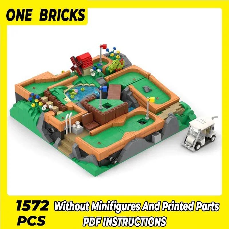 Moc Building Bricks Street View Model Working Mini Golf Course Technology Modular Blocks Gifts Christmas Toys DIY Sets Assembly