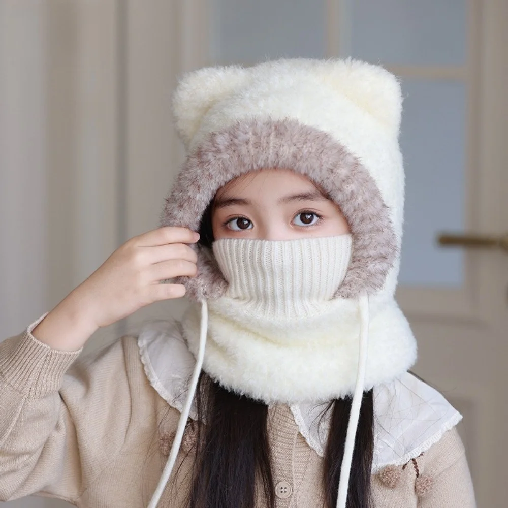 أطفال شتاء دافئ بلوفر مغزول قبعة حماية الأذن الأطفال بالاكلافا قبعة سميكة يندبروف واقي الوجه قبعة وقبعات #2