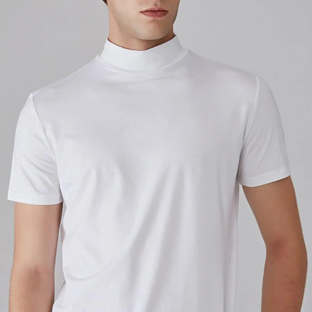 Men High Neck T-shirt Quick-drying Sports Tee Shirt Comfortable Exercise T-shirt Leisure Muscle-fit Men T-shirt Sports Top