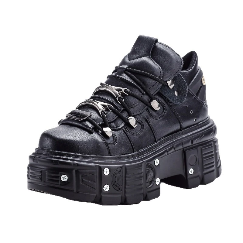 Nuove scarpe punk da donna Stivali nudi gotici stringati Piattaforma con tacco alto Accessori in metallo rock Scarpe da ginnastica casual per uomo e donna