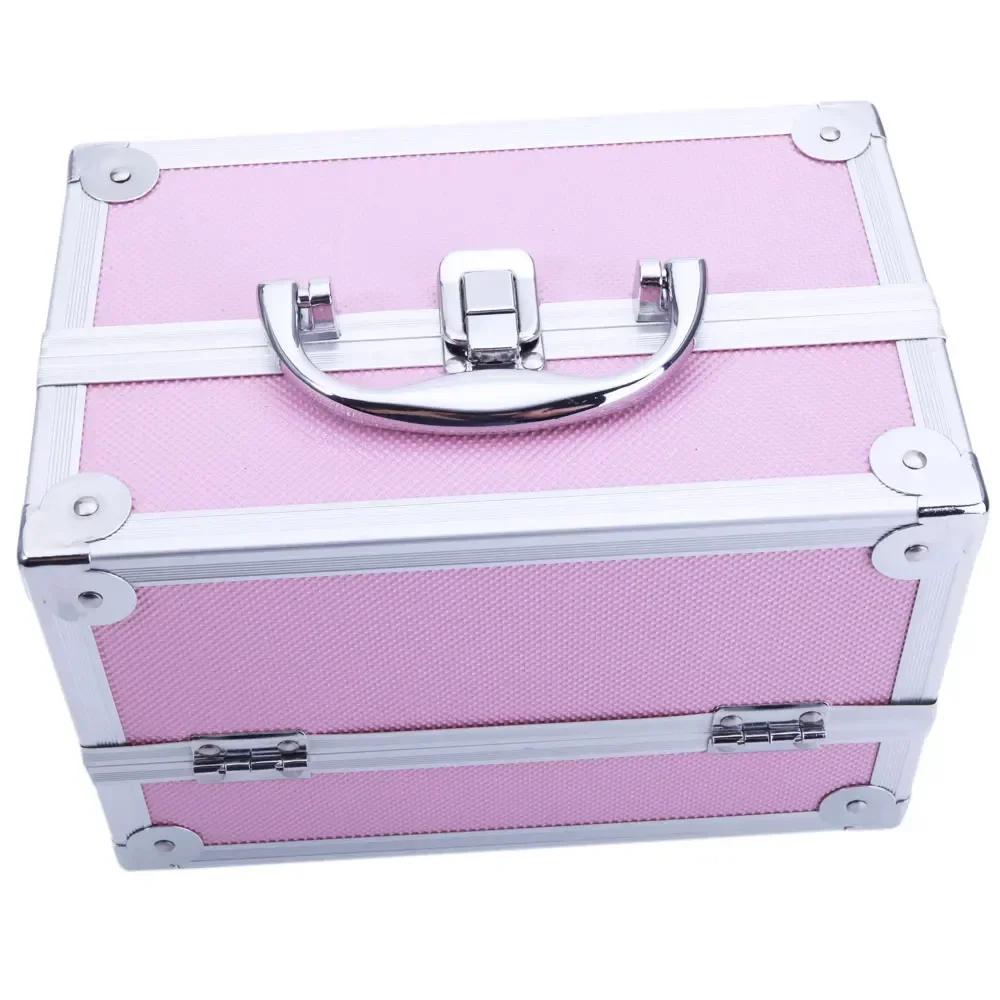 Make-up-Zugetui aus Aluminium, Schmuckschatulle, Kosmetik-Organizer mit Spiegel, 22,9 x 15,2 x 15,2 cm, Rosa