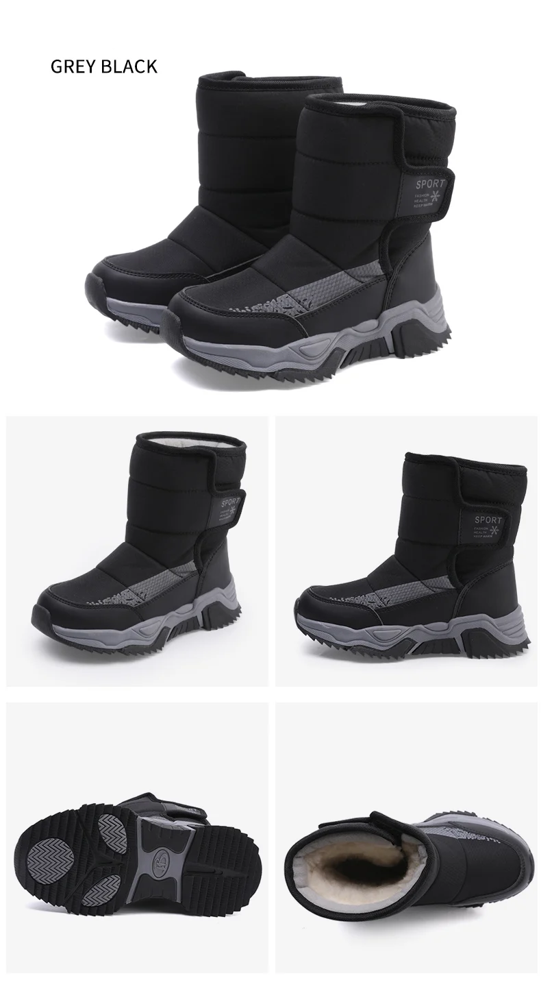 Kinder-Schneestiefel Winter High-Top Kinderschuhe mit Klettverschluss Baumwollschuhe für Schüler Outdoor Bequeme Rutschfeste Stiefel mit Dicker Sohle – Detail 22